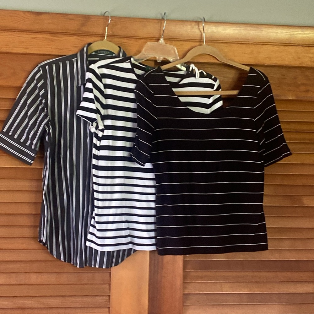 Lauren Ralph Lauren black and white striped tshirts